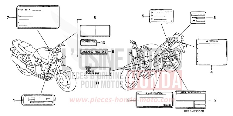 WARNETIKETT von CB1300 Super Bold'or ABS MUTE BLACK METALLIC (NH359) von 1995